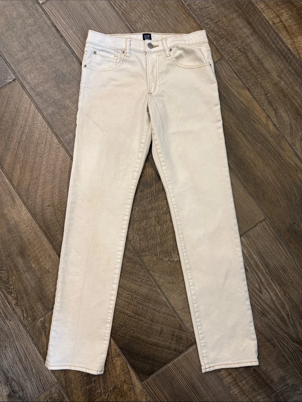 Gap Kids French White Stain Resistant Stretch Slim Jeans 16 Adjustable Waist